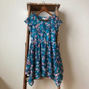 Blue Floral Lace Dress